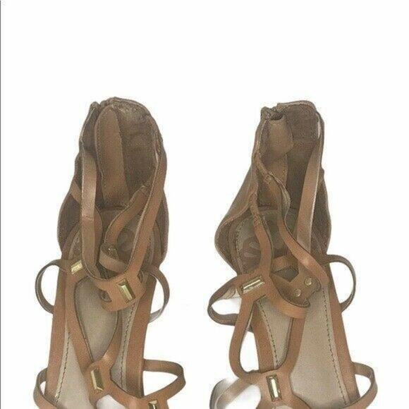 Chic Brown Strappy Gladiator Heels Fergie Sandals Women’s Size 9 - Picture 4 of 8